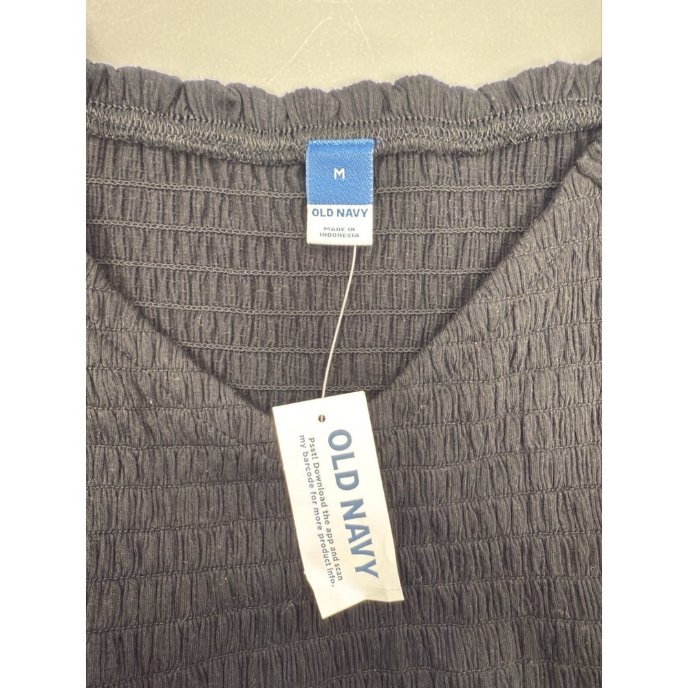 New‎ OLD NAVY Long-Sleeve Smocked Peplum Top V-neck Sz Medium #21 - Picture 7 of 7